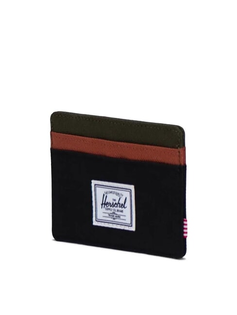 CHARLIE  Tarjetero plano negro/verde hiedra/chutney - Carteras Mujer