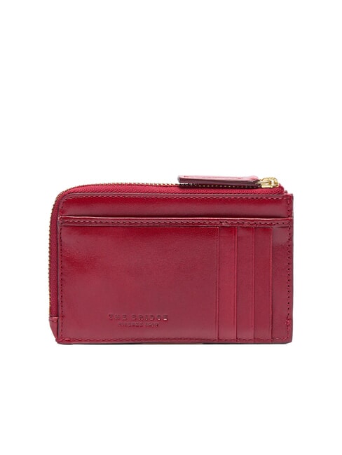 STORY DONNA Tarjetero plano de piel con cremallera grosella / oro - Carteras Mujer