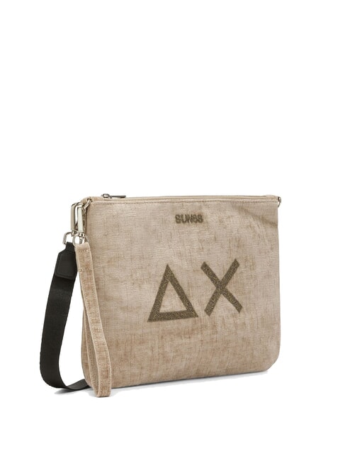 VELVET Bolso de mano con poliserina y bandolera beige - Bolsos Mujer