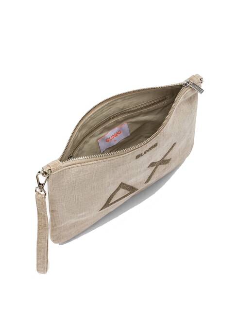 VELVET Bolso de mano con poliserina y bandolera beige - Bolsos Mujer