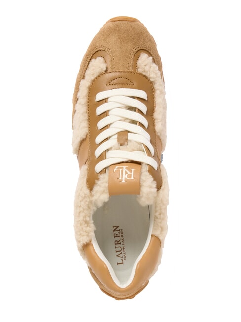 DANI Zapatillas de piel con inserciones de piel de oveja natural/camel/beige - Zapatos Mujer