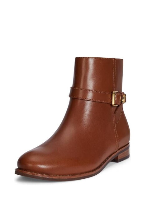 BROOKE 2 Botines bajos de piel con hebilla lauren tan1 - Zapatos Mujer