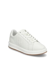 RALPH LAUREN AINSLEY Zapatillas de piel con logo cosido blanco suave - Zapatos Mujer - 3