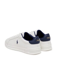 RALPH LAUREN HERITAGE COURT 2 Zapatillas de cuero lavado de cubierta blanco/azul marino - Zapatos Hombre - 5