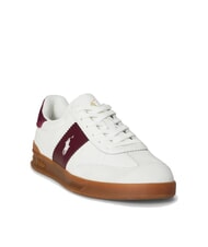 RALPH LAUREN HERITAGE AERA Zapatillas de cuero blanco roto/vino - Zapatos Hombre - 3