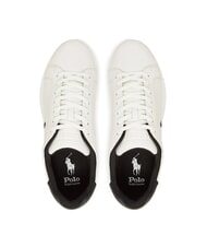 RALPH LAUREN HERITAGE COURT 2 Zapatillas de cuero lavado de cubierta blanco/negro - Zapatos Hombre - 3