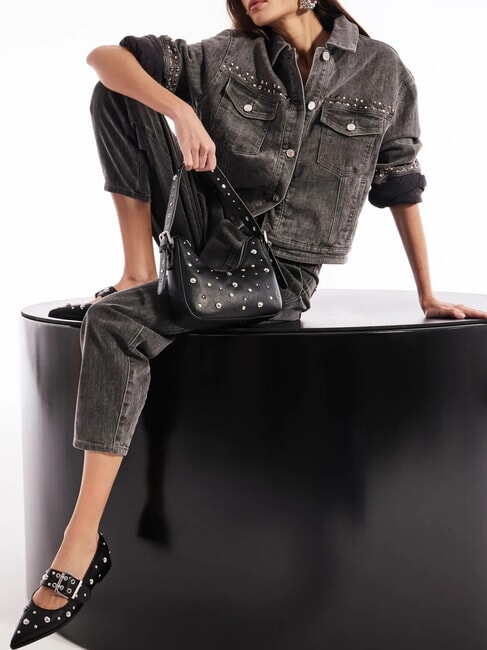 ESTER Bolso bandolera pequeño con tachuelas NEGRO - Bolsos Mujer