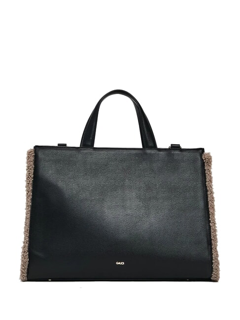 EMILY FUR Bolso de mano con bandolera negro/gris topo - Bolsos Mujer