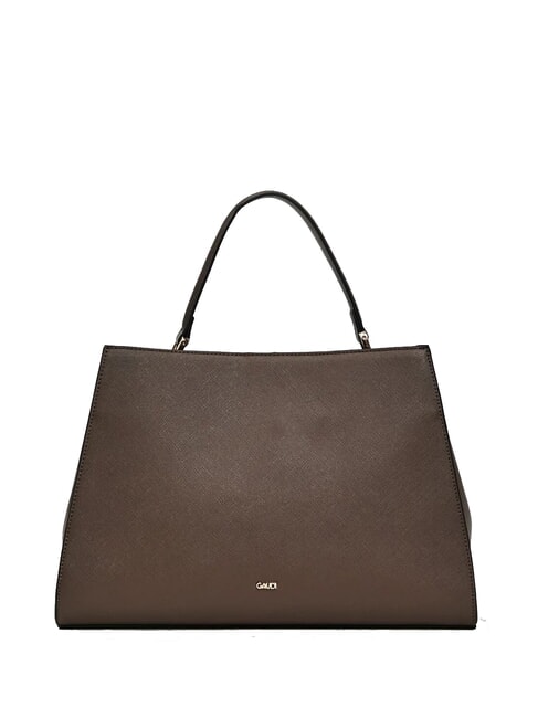 DEMY WINTER L Bolso de mano con bandolera en piel saffiano gris pardo - Bolsos Mujer