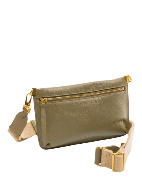 HYLE Bolso bandolera pequeño de piel plano verde laurel - Bolsos Mujer