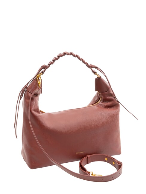 RHEA Bolso bandolera de piel con bandolera brandy - Bolsos Mujer