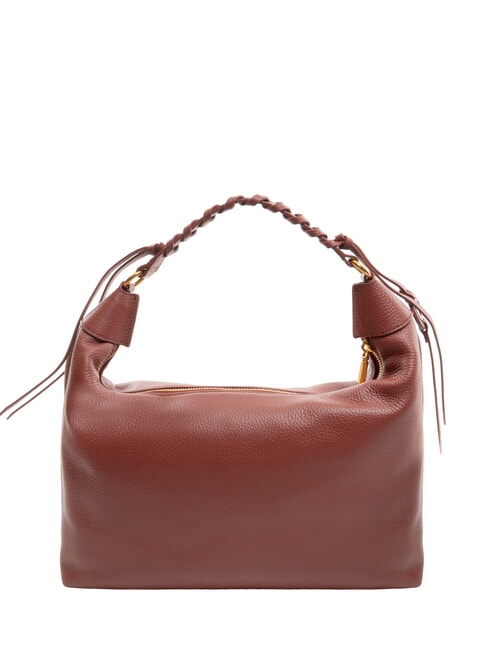 RHEA Bolso bandolera de piel con bandolera brandy - Bolsos Mujer