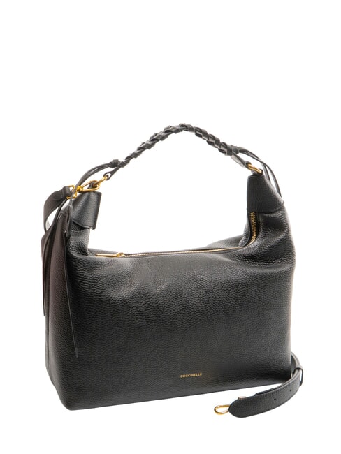 RHEA Bolso bandolera de piel con bandolera negro - Bolsos Mujer