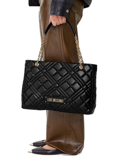 QUILTED Bolsa de compras con asas de cadena negro - Bolsos Mujer
