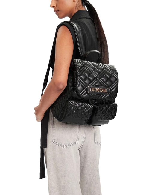 QUILTED Mochila con dos bolsillos negro - Bolsos Mujer