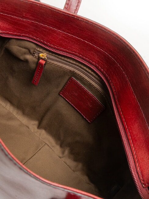 MADDALENA Bolso shopper de hombro, en piel Chianti / Burdeos / Dorado - Bolsos Mujer