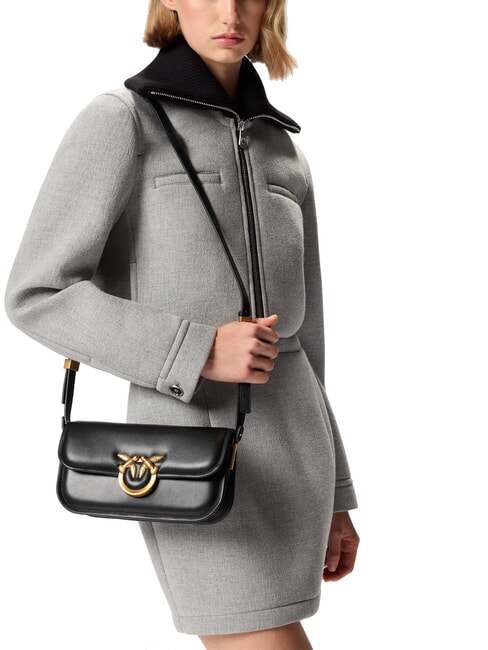 LOVE BOX Bolso de hombro, en piel negro-oro antiguo - Bolsos Mujer