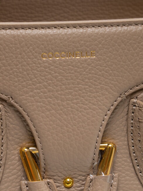 YORK Bolso de mano de piel martillada topo cálido - Bolsos Mujer