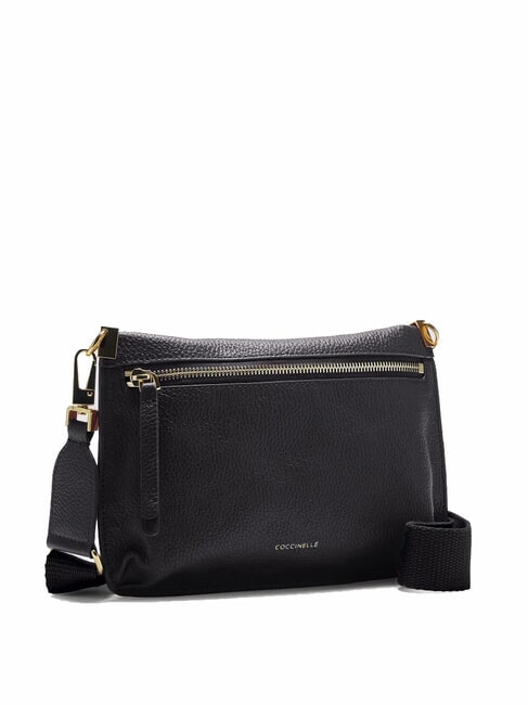HYLE Bolso bandolera pequeño de piel plano negro - Bolsos Mujer