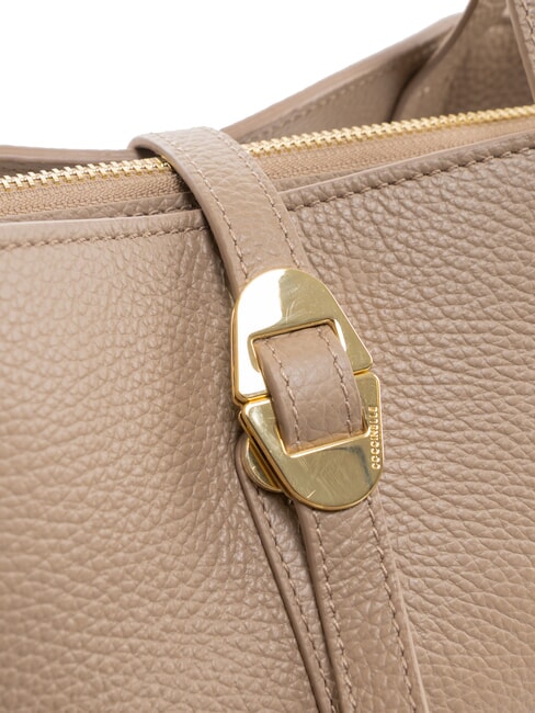 CHARA Bolso de hombro de piel topo cálido - Bolsos Mujer