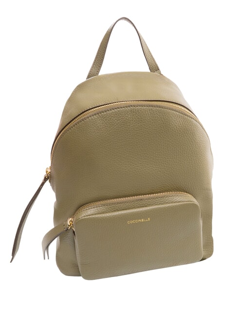 JEN Mochila redonda de piel con bolsillo. verde laurel - Bolsos Mujer