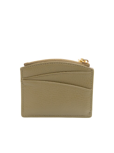 ROUNDED PRINTED Pequeño tarjetero de piel con cremallera verde laurel - Carteras Mujer