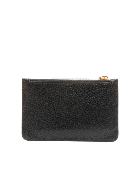 ROUNDED PRINTED Tarjetero plano de piel con cremallera negro - Carteras Mujer