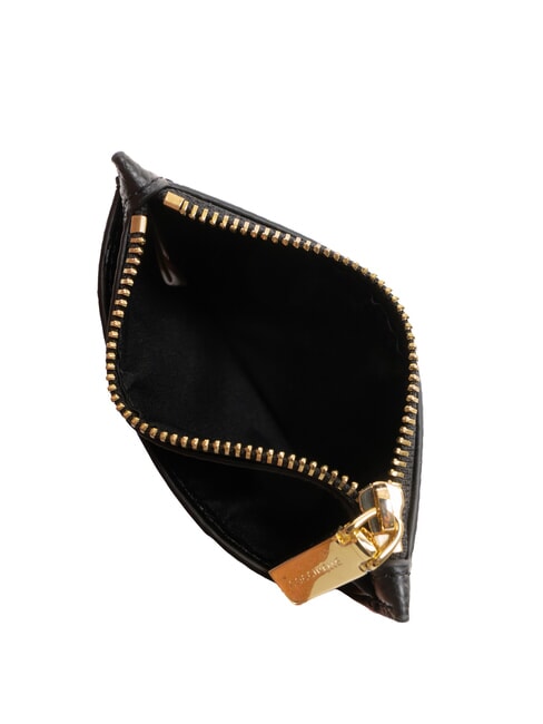 ROUNDED PRINTED Tarjetero plano de piel con cremallera negro - Carteras Mujer