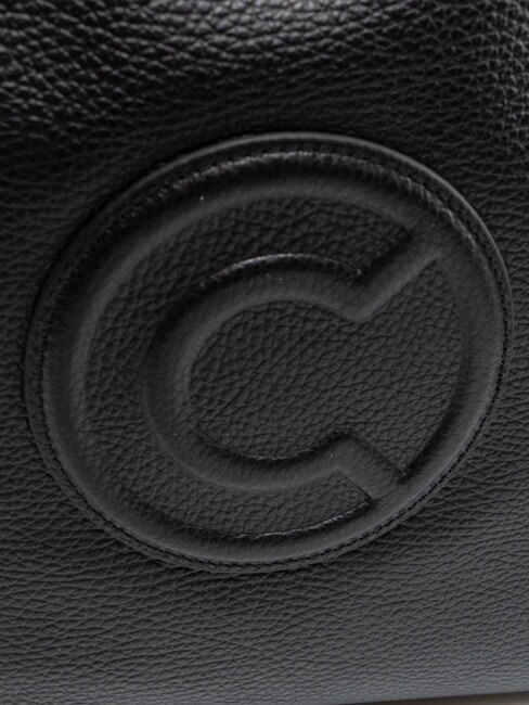 CALLISTO Bolso de compras de piel con logotipo grabado negro - Bolsos Mujer