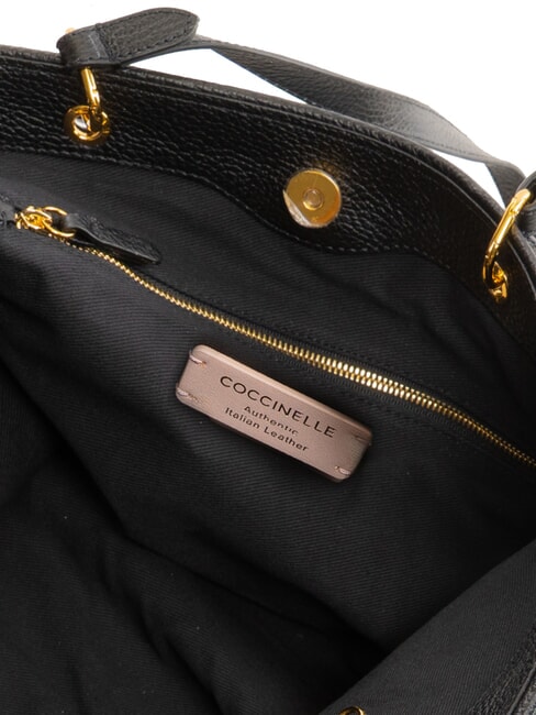 CALLISTO Bolso de compras de piel con logotipo grabado negro - Bolsos Mujer