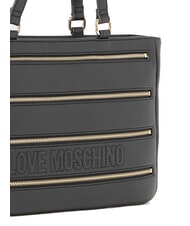 LOVE MOSCHINO ZIPLINE Bolso de compras de hombro negro - Bolsos Mujer - 3