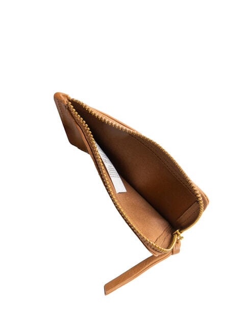 BASIC Tarjetero grande de piel con cremallera coñac - Carteras Hombre