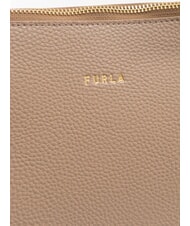 FURLA CLASSIC Bolso de compras de cuero gris pardo - Bolsos Mujer - 4