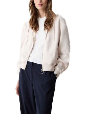 STUNNING Sudadera con cremallera completa, capucha y pliegues. incienso - Sudaderas de mujer