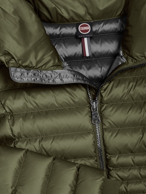 DELUXE Chaqueta corta de plumas con cuello alto barro oscuro-acero oscuro - Chaquetas de plumas de mujer