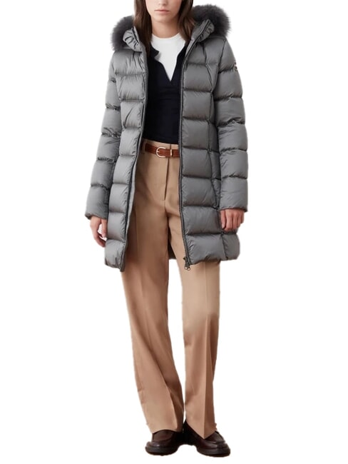 DELUXE Chaqueta larga de plumas con capucha acero oscuro-acero oscuro - Chaquetas de plumas de mujer