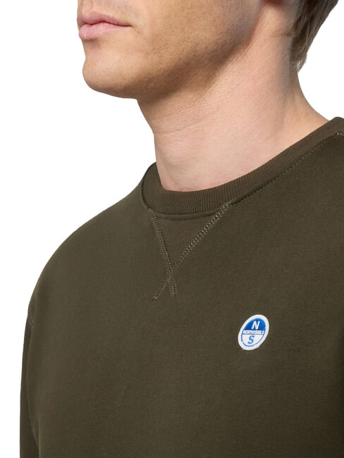 ROUND LOGO Sudadera de algodón con cuello redondo verde bosque - Sudaderas