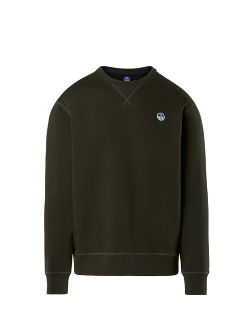 ROUND LOGO Sudadera de algodón con cuello redondo verde bosque - Sudaderas