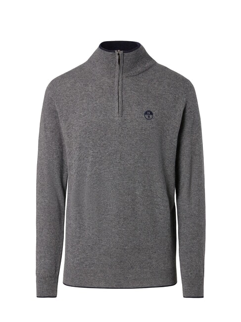 N|S Su&eacute;ter de cuello alto con media cremallera mezcla gris medio - Su&eacute;teres de los hombres