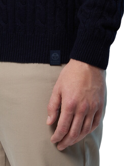 N|S Su&eacute;ter de cuello redondo de punto trenzado Azul marino - Su&eacute;teres de los hombres