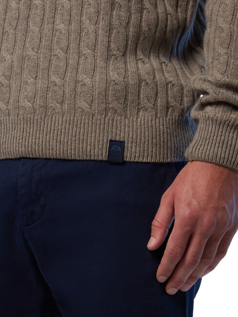 N|S Su&eacute;ter de cuello redondo de punto trenzado mezcla f&oacute;sil - Su&eacute;teres de los hombres