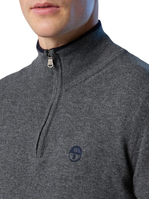 N|S Su&eacute;ter de cuello alto con media cremallera mezcla gris medio - Su&eacute;teres de los hombres