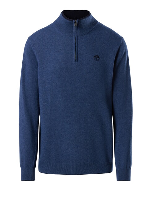 N|S Suéter de cuello alto con media cremallera Azul chino jaspeado - Suéteres de los hombres
