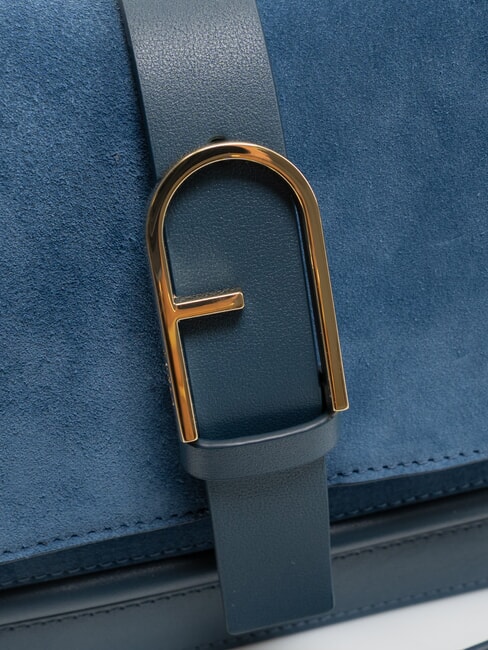 FLOW Bolso mediano de piel con bandolera tonos gris azulados - Bolsos Mujer