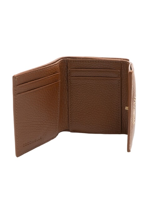 METALLIC SOFT Cartera de piel granulada coñac - Carteras Mujer