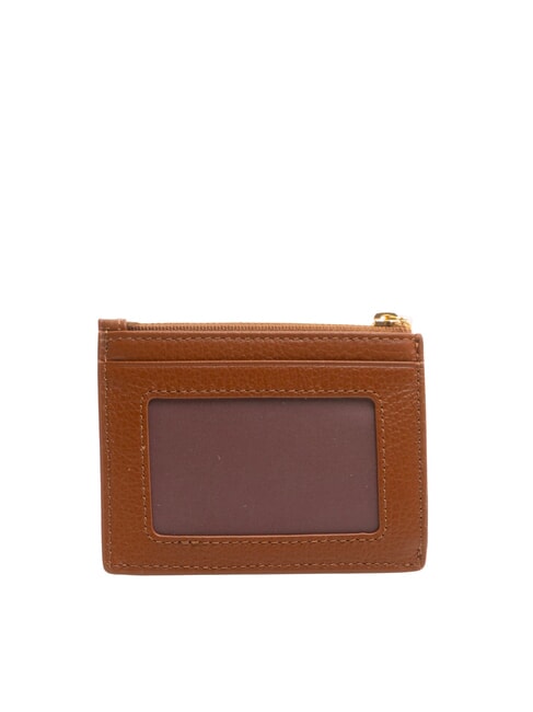 METALLIC SOFT Cartera plana de piel con textura co&ntilde;ac - Carteras Mujer