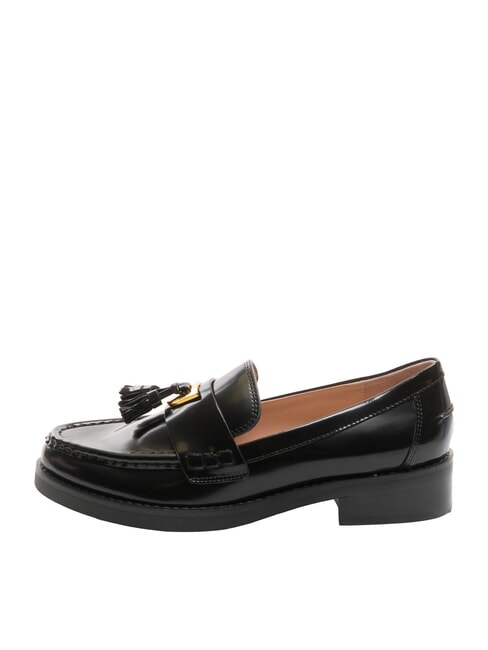 BEAT SHINY Mocasines de piel con borla negro - Zapatos Mujer
