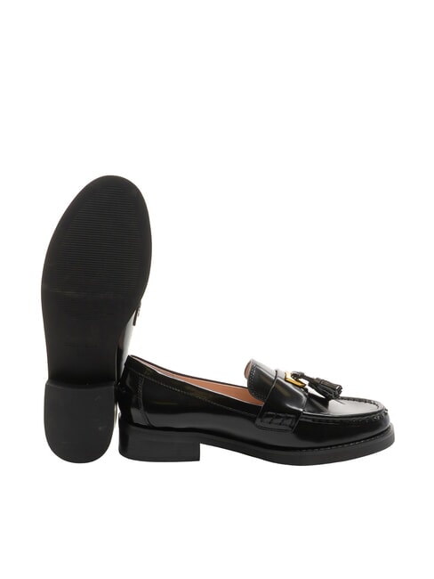 BEAT SHINY Mocasines de piel con borla negro - Zapatos Mujer