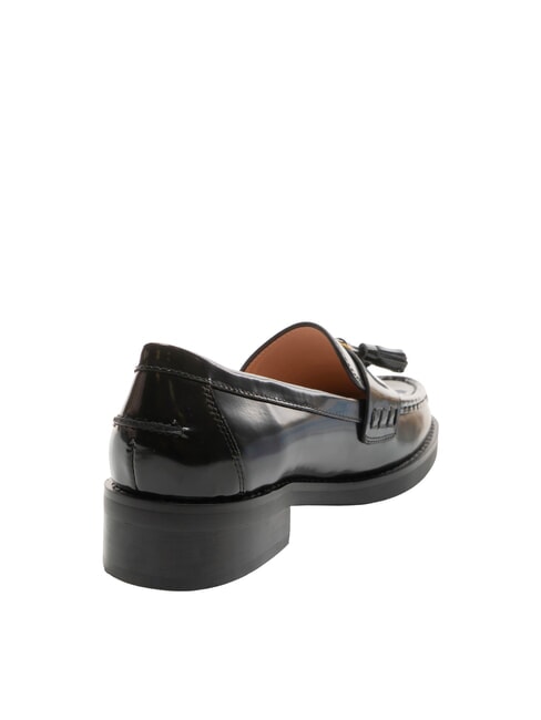 BEAT SHINY Mocasines de piel con borla negro - Zapatos Mujer