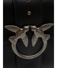 PINKO LOVE ONE CLASSIC SLOUCHY Bolso de hombro de piel Limusina negra - plata mate - Bolsos Mujer - 3